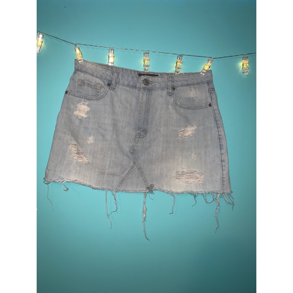Distressed Jean Mini Skirt